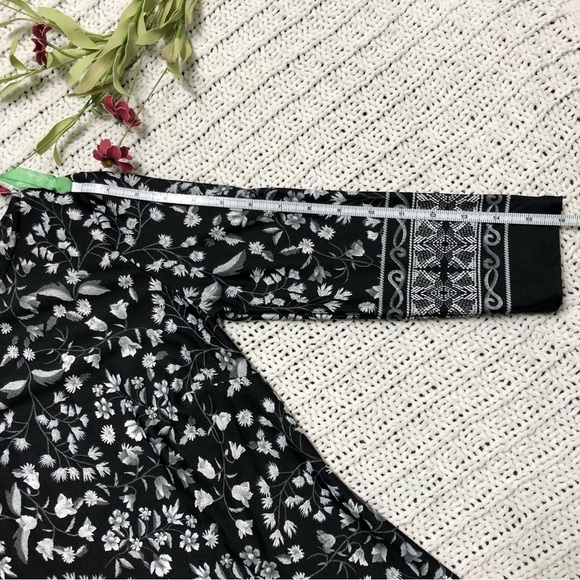 Primark Size 6 Black White Floral Stretch Dress LBD Office Teacher 3/4 sleeve - Picture 7 of 10